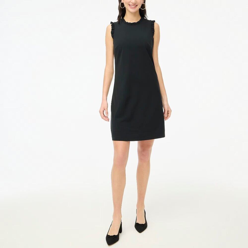 J.‎ Crew Factory Ruffleneck Suiting Dress in Black Size Petite 6 NWT